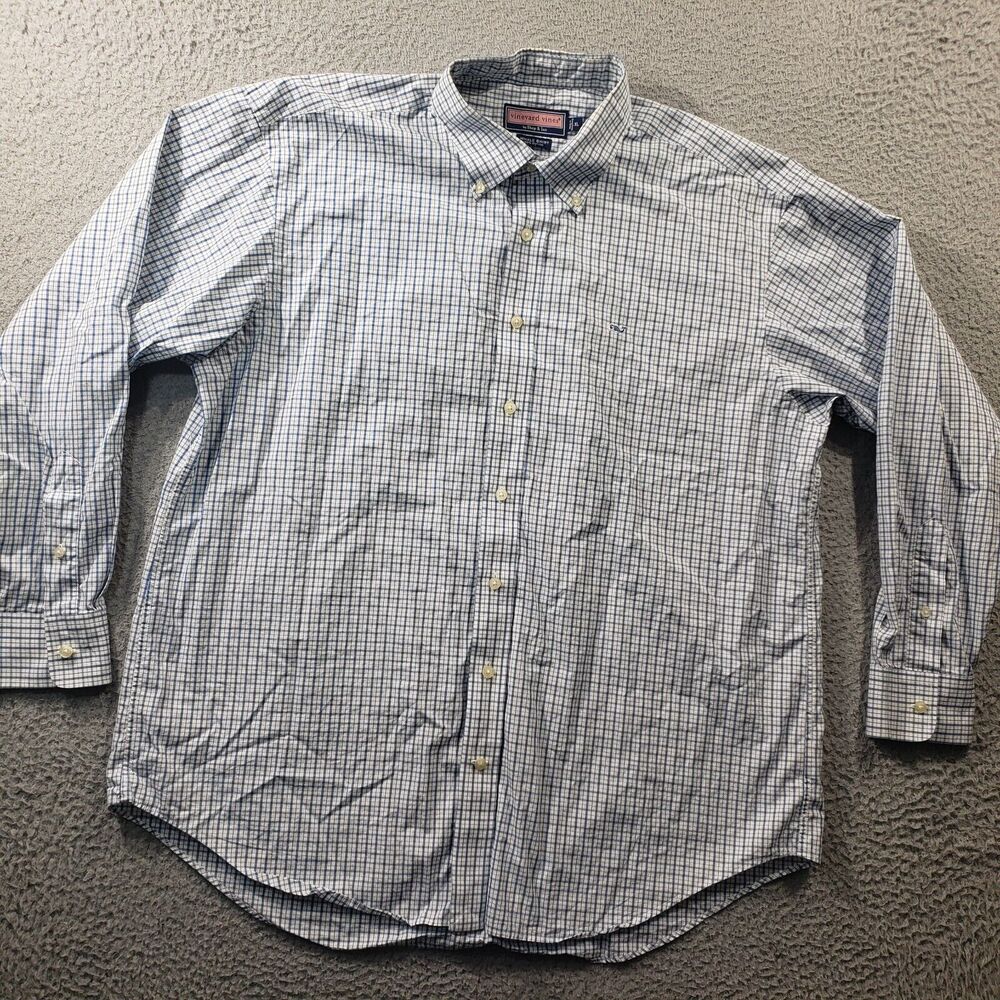 Vineyard Vines Shirt Men's Extra Large Whale Button Up Check Long Sleeve Cotton